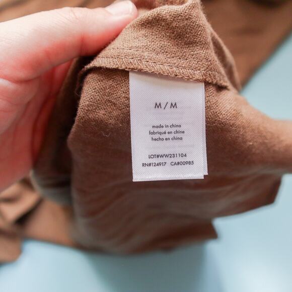 WeWoreWhat Brown Linen Strapless Maxi Dress Size Medium Clean Girl - Picture 5 of 9